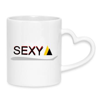 Sexy Typo Gelb-Akzent - Tasse mit Herzhenkel - Weiß - Rechts