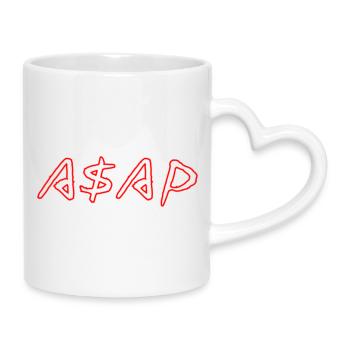 ASAP Neon Sketch Red - Mug with Heart-Shaped Handle - white - Right