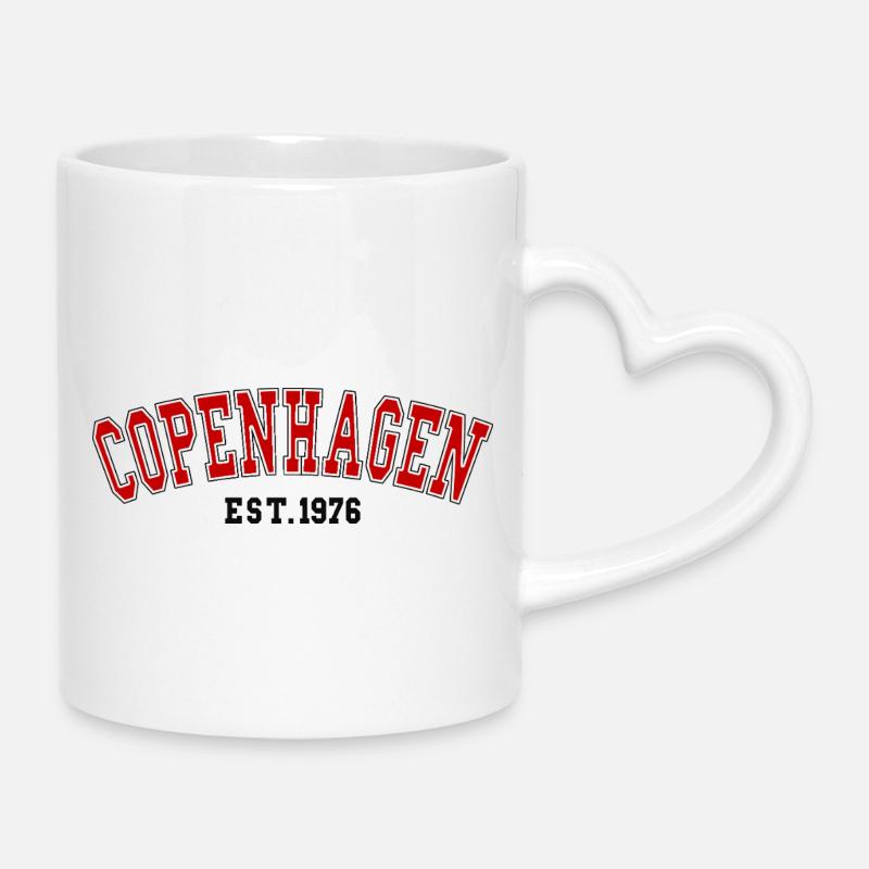 Copenhague Fondée en 1976 - Mug avec anse en forme de cœur - blanc
