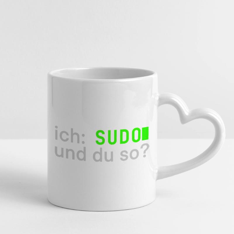ich: SUDO und du so? Linux Spruch - Programmierer Tasse mit Herzhenkel