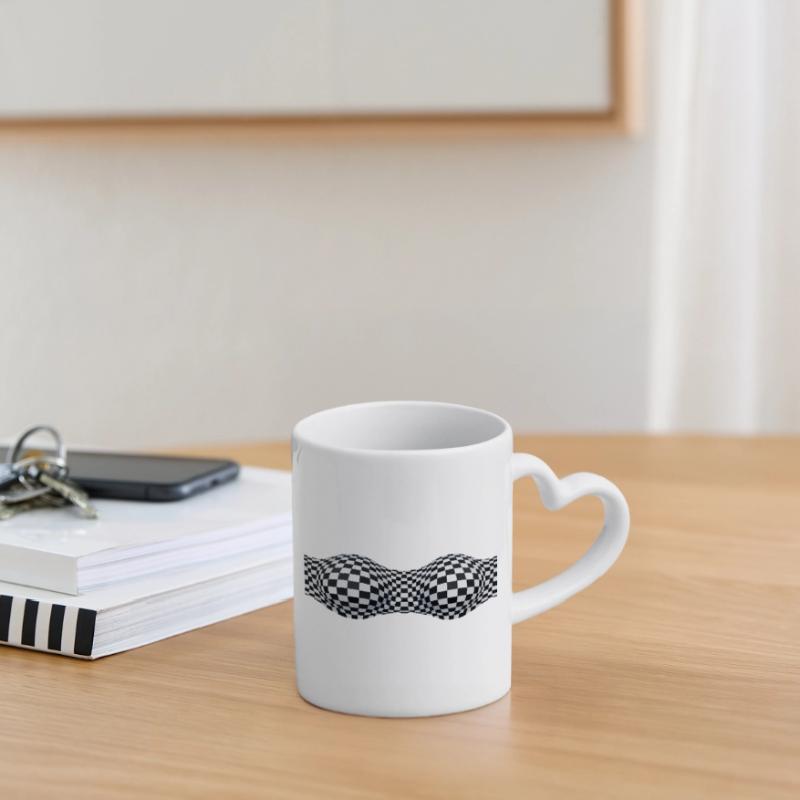Folded Checkered Patterns Mug with Heart-Shaped Handle