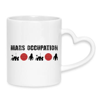 Double Mars Red Sun Constellation - Mug with Heart-Shaped Handle - white - Right