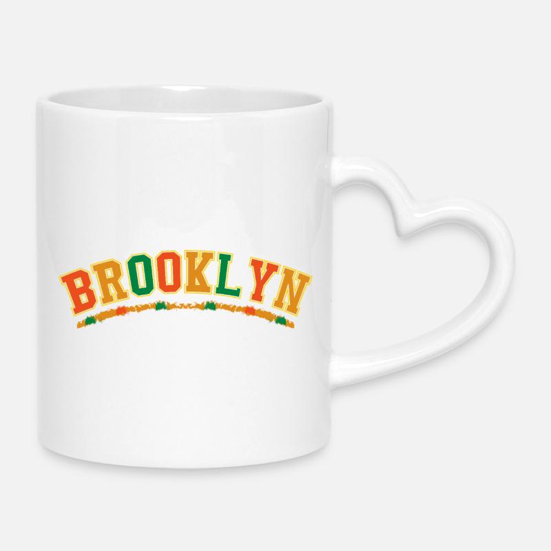 Brooklyn Varsity Bow Emblem - Mug with Heart-Shaped Handle - white
