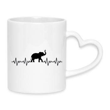 Elefant EKG Herzschlag - Tasse mit Herzhenkel - Weiß - Rechts