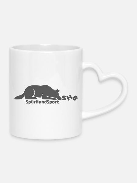 SHS Logo grau - Tasse mit Herzhenkel - Weiß