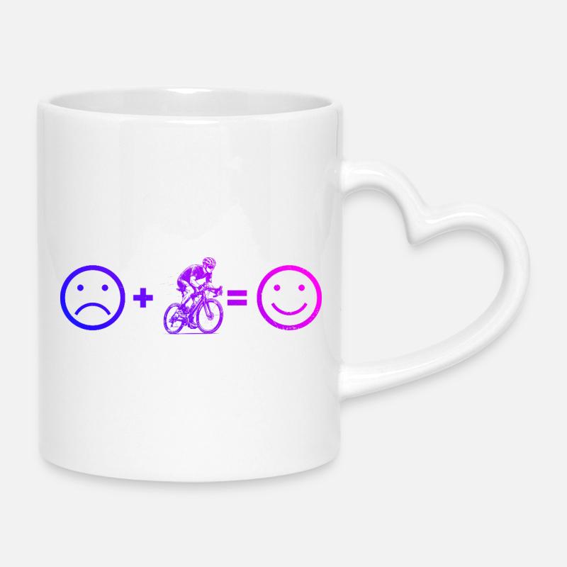 Message clair sur le vélo de route - Mug avec anse en forme de cœur - blanc