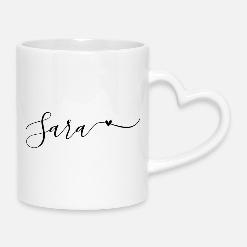 Sara Name Vorname Dekorativ - Tasse mit Herzhenkel - Weiß