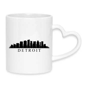 Detroit Skyline - Tasse mit Herzhenkel - Weiß - Rechts