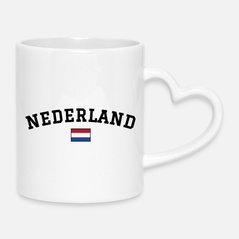Drapeau des Pays-Bas Noir - Mug avec anse en forme de cœur - blanc