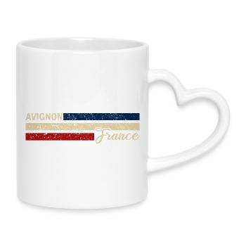 France - Avignon - Frankreich - Flagge - Streifen - Tasse mit Herzhenkel - Weiß - Rechts