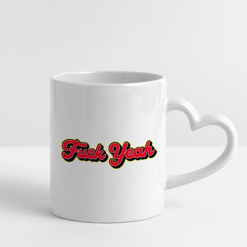 Fuck Yeah 3D Red Script Mug with Heart-Shaped Handle