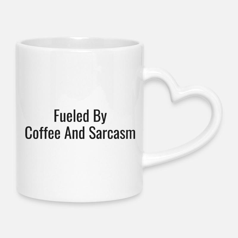 Caffeine and sarcasm - Mug with Heart-Shaped Handle - white