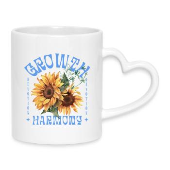 Growth Harmony Sunflower Art - Mug with Heart-Shaped Handle - white - Right