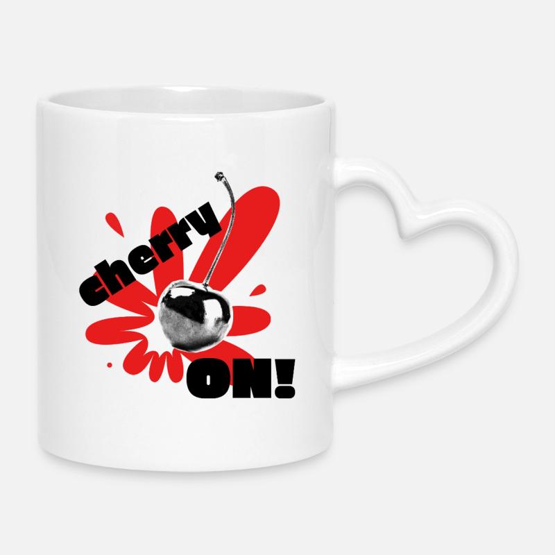 Kirsche auf! - Tasse mit Herzhenkel - Weiß