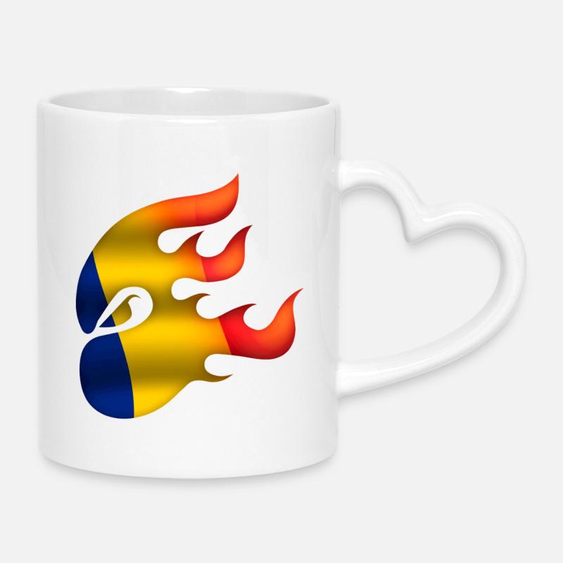 Drapeau de la Roumanie - Roumanie - Ninja - Mug avec anse en forme de cœur - blanc
