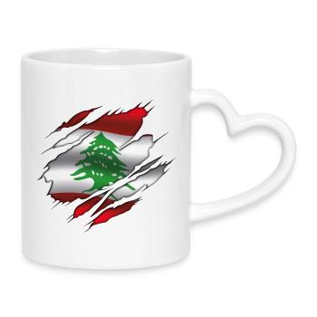Drapeau du Liban - Drapeau déchiré - Mug avec anse en forme de cœur - blanc - Droite