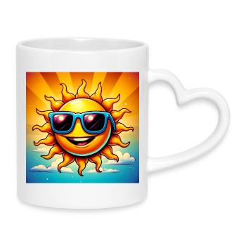 Sonne - Tasse mit Herzhenkel - Weiß - Rechts