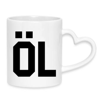 Feuriges Straßenschild-Design für das Verlangen nach Bier - Tasse mit Herzhenkel - Weiß - Rechts