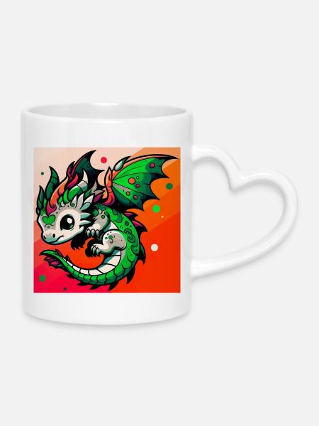Drache - Tasse mit Herzhenkel - Weiß