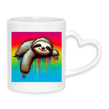sloth - Mug with Heart-Shaped Handle - white - Right