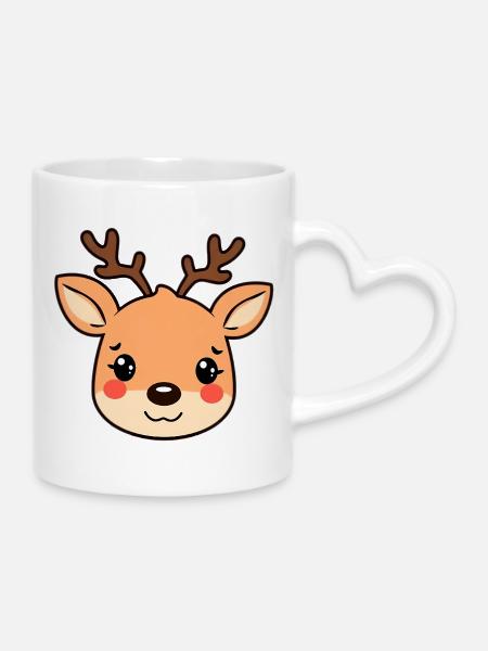Rentier - Tasse mit Herzhenkel - Weiß