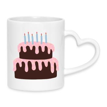 Celebration Cake with Pink Icing - Mug with Heart-Shaped Handle - white - Right
