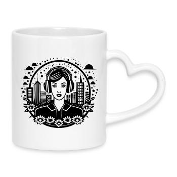 Streetwear, Culture pop, Sous-culture – Femme, Casque - Mug avec anse en forme de cœur - blanc - Droite