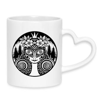 Mystischer Wald Mandala Illustration - Tasse mit Herzhenkel - Weiß - Rechts