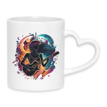 Illustration d’art de guitariste céleste - Mug avec anse en forme de cœur - blanc - Droite