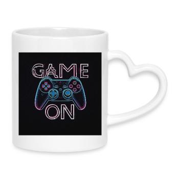 Neon Gaming Controller Design - Mug with Heart-Shaped Handle - white - Right