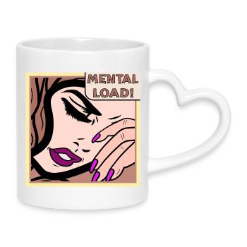 Mentale Belastung Retro Pop Art - Tasse mit Herzhenkel - Weiß - Rechts