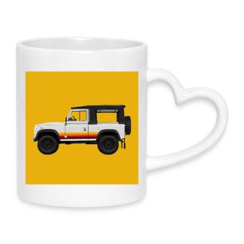 SUV tout-terrain vintage Design Defender - Mug avec anse en forme de cœur - blanc - Droite