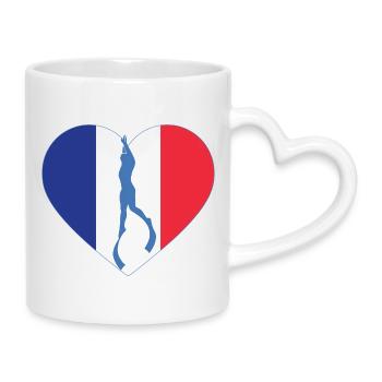France Freediving Heart Flag - Mug with Heart-Shaped Handle - white - Right