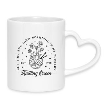 Knitting yarn hoarding funny knit lovers girl - Mug with Heart-Shaped Handle - white - Right