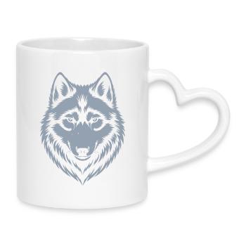 Majestätisches Wolf-Emblem-Design - Tasse mit Herzhenkel - Weiß - Rechts