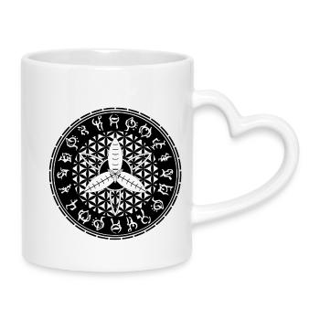 Flower of Life Moth Sigil - Mug with Heart-Shaped Handle - white - Right
