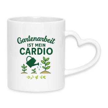 Gartenarbeit ist mein Cardio Motiv - Tasse mit Herzhenkel - Weiß - Rechts