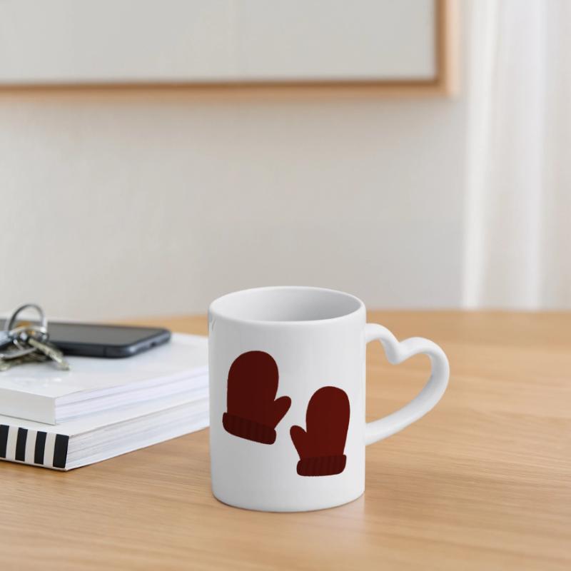 Gemütliche Winterhandschuhe Illustration Tasse mit Herzhenkel
