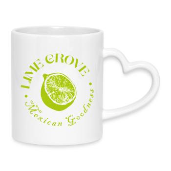 Citron vert et citron design botanique - Mug avec anse en forme de cœur - blanc - Droite