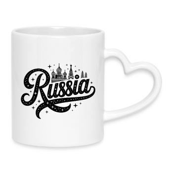 Russland - Souvenir Design - Tasse mit Herzhenkel - Weiß - Rechts