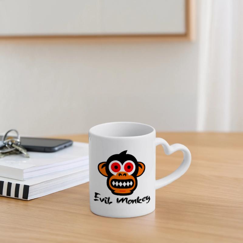 Evil monkey Mug with Heart-Shaped Handle