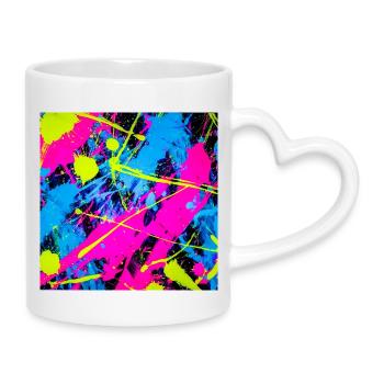 Abstract Neon Color Spot - Mug with Heart-Shaped Handle - white - Right