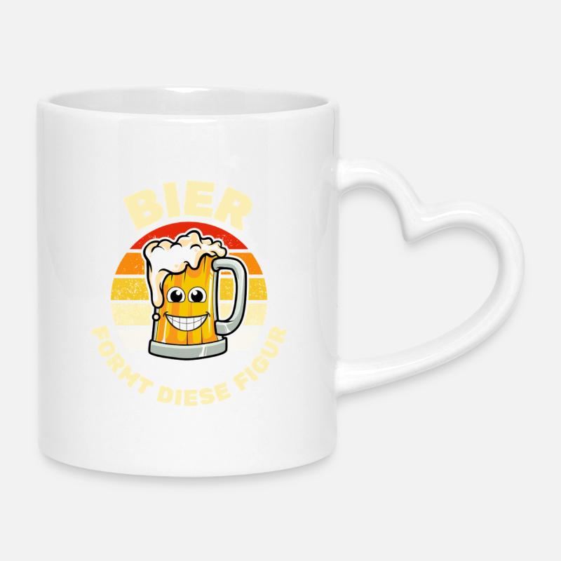 Beer forms this figure for beer drinkers - Mug with Heart-Shaped Handle - white