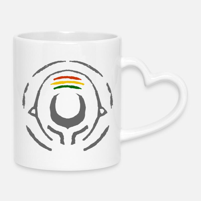 Abstract Reggae Circle Pattern - Mug with Heart-Shaped Handle - white
