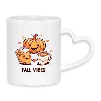 Cozy Autumn Vibes – Coffee, Pumpkin & Pie - Tasse mit Herzhenkel - Weiß - Rechts