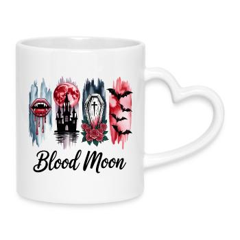Blutmond 4 ScheibenGothic Halloween Motiv - Tasse mit Herzhenkel - Weiß - Rechts