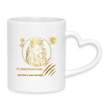 Lion Royalty and Strength Impression - Mug with Heart-Shaped Handle - white - Right