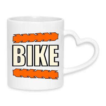 VÉLO CYCLISME PISTES CYCLABLES PNEU - Mug avec anse en forme de cœur - blanc - Droite