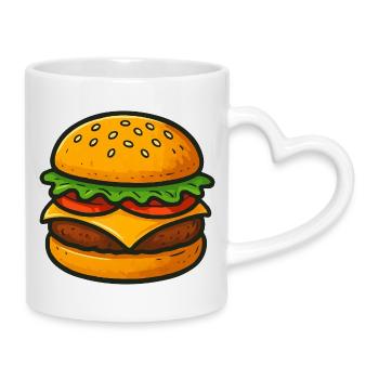 Tasteful hamburger illustration - Mug with Heart-Shaped Handle - white - Right