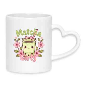 Kawaii Matcha Latte – Matcha Girly - Mug avec anse en forme de cœur - blanc - Droite